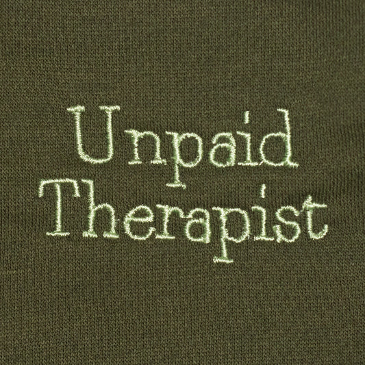 Frankie Frog + Unpaid Therapist Olive Sweatshirt